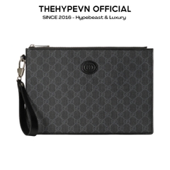 TÚI CLUTCH GUCCI GC POUCH WITH INTERLOCKING G (BLACK)