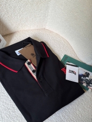 ÁO POLO BURBERRY BBR PLACKET RED LOGO (BLACK)