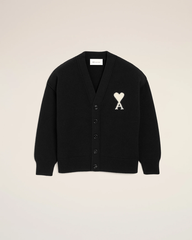 ÁO CARDIGAN AMI PARIS BIG  LOGO WOOL (BLACK,WHITE)