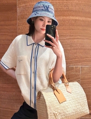 ÁO POLO LOUIS VUITTON BLUE LINE (WHITE)