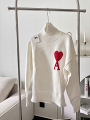 ÁO SWEATER AMI PARIS HEART FUNNEL NECK (BLACK)