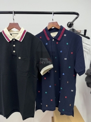 ÁO POLO GUCCI WITH SYMBOLS EMBROIDERY (Navy) [Mirror Quality]
