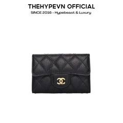 CHANEL CARD HOLDER - Card Holder Quilted Caviar Gold-tone (Black) [Mirror Quality]