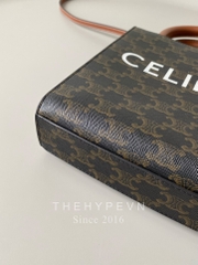 Túi Celine MINI VERTICAL CABAS IN TRIOMPHE CANVAS AND CALFSKIN WITH CELINE PRINT (Tan) [MIRROR QUALITY]