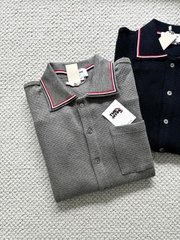 Áo Polo Thom Browne TB Textured Cotton (Grey) [Mirror Quality]