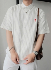 ÁO SƠ MI AMI PARIS STRIPE SHORT SLEEVE (WHITE)