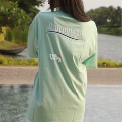 BALENCIAGA TEE - Áo BLCG Wave Embroidered Logo (Mint) [MIRROR QUALITY]