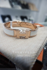 Vòng Tay Hermes Clic H Rose-gold plated Bracelet (White) [Mirror Quality]