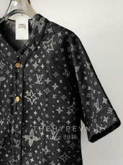 Áo Sơ Mi Jacket Louis Vuitton LV Baseball Monogram Denim (Black) [Mirror Quality]