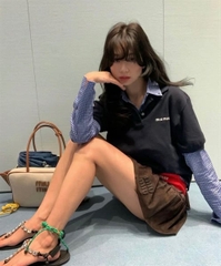Áo Polo MiuMiu Cotton piqué (Black) [Mirror Quality]