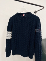 THOM BROWNE SWEATER - Áo TB 4-bar Cable Knit (Navy) [Mirror quality]
