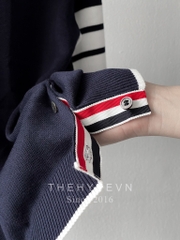 Áo Polo Thom Browne Birdseye Jacquard 4-Bar Short Sleeve (Navy) [Mirror Quality]