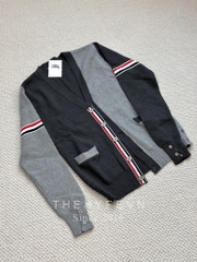 THOM BROWNE CARDIGAN - Áo khoác TB Colour-block Cotton (Grey) [Mirror quality]