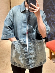 Áo Sơ Mi Louis Vuitton Short Sleeved Denim Workwear(Blue) [Mirror Quality]