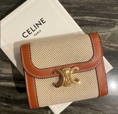 VÍ CELINE ORIGAMI TRIOMPHE TEXTILE CALFSKIN (BEIGE) [MIRROR QUALITY]