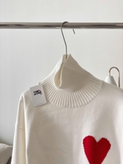 ÁO SWEATER AMI PARIS HEART FUNNEL NECK (BLACK)