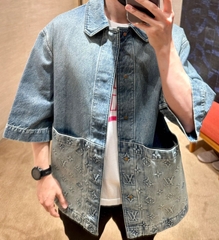 Áo Sơ Mi Louis Vuitton Short Sleeved Denim Workwear(Blue) [Mirror Quality]