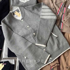 CARDIGAN THOM BROWNE ANCHOR-JACQUARD WOOL JUMPER ( GRAY)