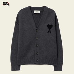 ÁO CARDIGAN AMI PARIS BLACK HEART WOOL (GREY)
