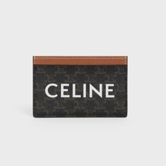 Card Holder Celine in Triomphe Canvas with Print (Tan) [MIRROR QUALITY]