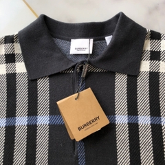 Áo Polo Burberry BBR Check Cotton Jacquard (Dark Blue) [Mirror Quality]