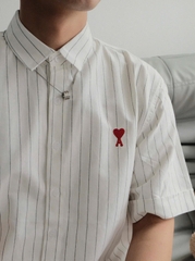 ÁO SƠ MI AMI PARIS STRIPE SHORT SLEEVE (WHITE)