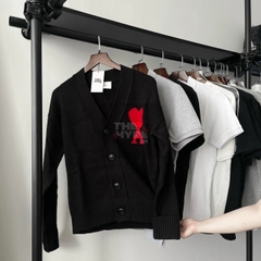 ÁO CARDIGAN AMI PARIS BIG HEART LOGO WOOL (BLACK)