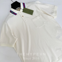 Áo Polo Gucci GC Cotton Piquet With Square GG (White) [Mirror Quality]