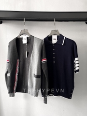 THOM BROWNE CARDIGAN - Áo khoác TB Colour-block Cotton (Grey) [Mirror quality]