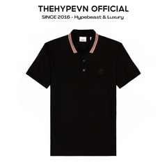 ÁO POLO BURBERRY ICON STRIPE COLLAR (BLACK)