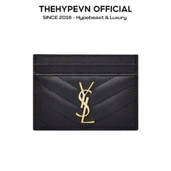 SAINT LAURENT CARD HOLDER - Ví đựng card YSL yellow logo (Black) [Mirror Quality]