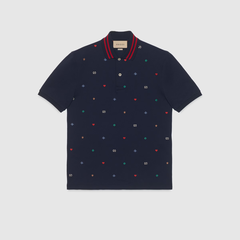 ÁO POLO GUCCI WITH SYMBOLS EMBROIDERY (Navy) [Mirror Quality]