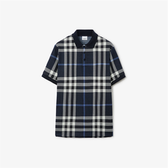 Áo Polo Burberry BBR Check Cotton Jacquard (Dark Blue) [Mirror Quality]