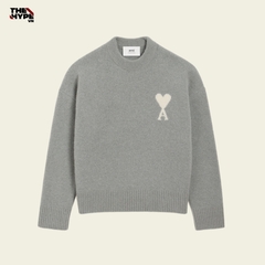 ÁO SWEATER AMI PARIS WOOL HEART WHITE (GREY)