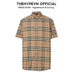 ÁO SƠ MI BURBERRY BBR CHECK STRIPE TAY NGẮN (BROWN)