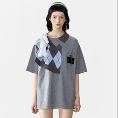 13DE MARZO TEE - Áo Thun BEAR KNIT PATCH PAPYRUS (Grey) Best Quality