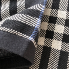 Áo Polo Burberry BBR Check Cotton Jacquard (Dark Blue) [Mirror Quality]
