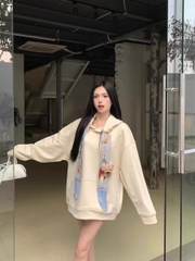 Áo Hoodie 13De Marzo Space Image Scarf (Beige) Best Quality