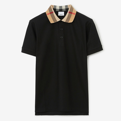 ÁO POLO BURBERRY CHECK COLLAR (BLACK)