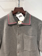 Áo Polo Thom Browne TB Textured Cotton (Grey) [Mirror Quality]