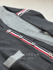 THOM BROWNE CARDIGAN - Áo khoác TB Colour-block Cotton (Grey) [Mirror quality]