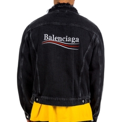 BALENCIAGA JACKET - Áo Khoác Blcg Wave Embroided Denim (Black) [Mirror Quality]