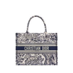 DIOR BAG - Túi Dior Blue Toile de Jouy Embroidery Book Tote [Mirror Quality]
