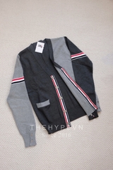 THOM BROWNE CARDIGAN - Áo khoác TB Colour-block Cotton (Grey) [Mirror quality]