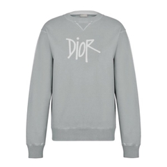 DIOR SWEATER - Áo Dior X Shawn Stussy Logo Print (Grey) [Mirror Quality]