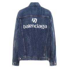 BALENCIAGA JACKET - Áo Khoác Blcg Sponsors Embroided Denim (Denim) [Mirror Quality]