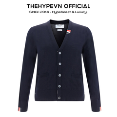 ÁO CARDIGAN THOM BROWNE TB LOGO NECK (NAVY)