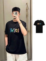 Áo Thun Loewe Relaxed Rainbow Embroidered Logo (Black) [Mirror Quality]