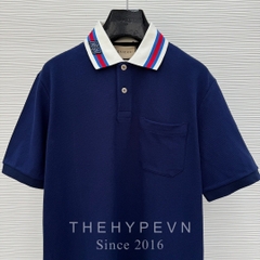 Áo Polo Gucci GC Cotton Piquet With Square GG (Navy) [Mirror Quality]
