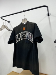 BALENCIAGA TEE - Áo Thun BLCG Distressed Logo-Appliquéd Cotton-Jersey (Black) [MIRROR QUALITY]